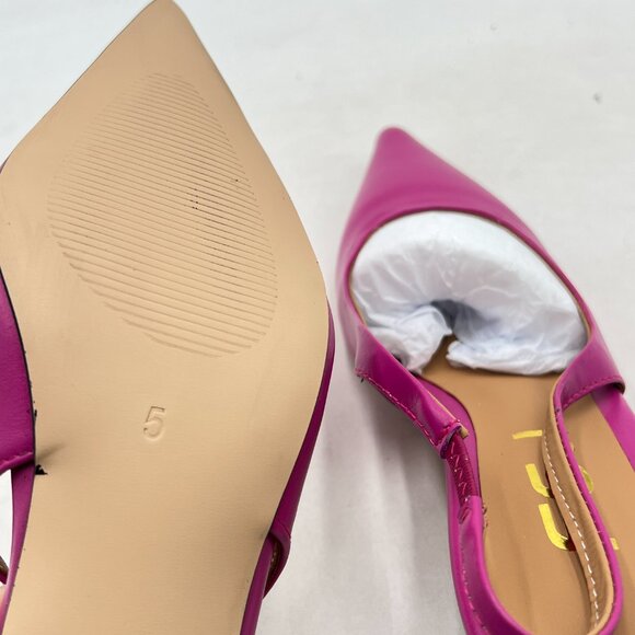 FSJ Fuchsia Kitten Heel Slingback Sandal Pointy Toe Sexy Pumps Dress Shoes - Picture 6 of 8